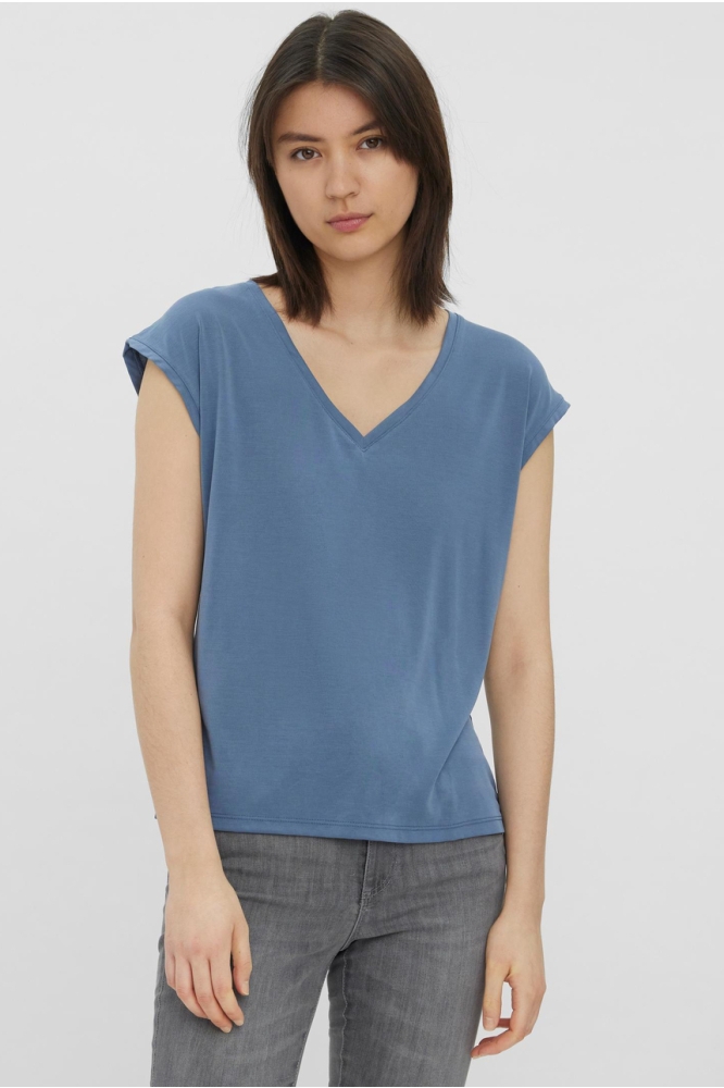 VMFILLI SS V-NECK TEE GA NOOS 10247666 China Blue